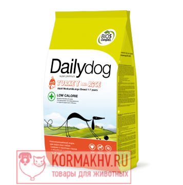 DailyDog ADULT MEDIUM and LARGE BREED LOW CALORIE Turkey and Rice