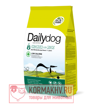 DailyDog ADULT MEDIUM and LARGE BREED LOW CALORIE Chicken and Rice
