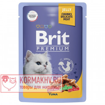 Brit Premium влажный корм для взрослых кошек тунец в желе