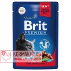 Brit Premium Пауч говядина и горошек в соусе для взрослых кошек